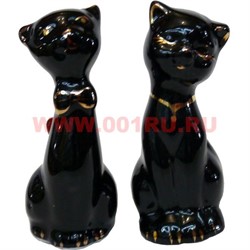 Кошечки из фарфора черные раздельные 8 см, цена за пару - фото 73506