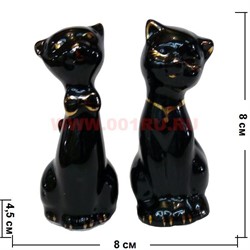 Кошечки из фарфора черные раздельные 8 см, цена за пару - фото 73507