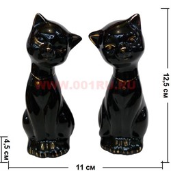 Кошечки из фарфора черные раздельные 12,5 см, цена за пару - фото 73523