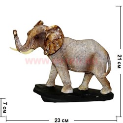 Слоник из полистоуна в коже 21 см высота - фото 73565