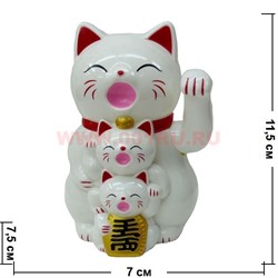 Коты Манэки Нэко "семья" 11,5 см высота, 3 цвета - фото 73785