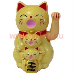 Коты Манэки Нэко "семья" 11,5 см высота, 3 цвета - фото 73786