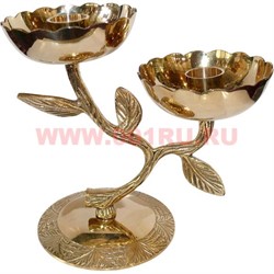 Подсвечник из латуни на 2 свечи, Индия - фото 73941