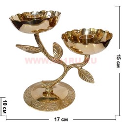 Подсвечник из латуни на 2 свечи, Индия - фото 73942