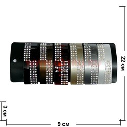 Заколка для волос "автомат" со стразами (KG-152A) цвета в ассортименте 12 шт/упаковка - фото 74172