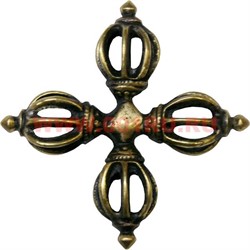 Ваджра в виде креста 7 см (латунь) - фото 74242