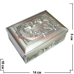 Шкатулка "Голуби" большая, мельхиор - фото 74458