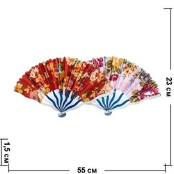 Веер ручной шелковый, цена за 12 шт, пластмассовая основа (цвета в ассортименте) - фото 76128