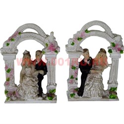 Жених с невестой под аркой (KL-1087) 8 см полистоун (480шт/кор) - фото 76396