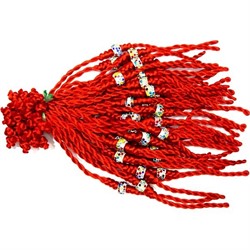 Браслет красная нить (1530) с бусиной и цветными стразами 100 шт/упаковка - фото 76805