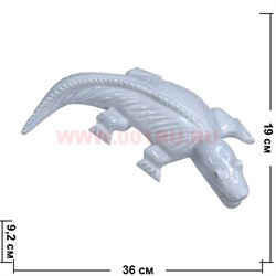 Крокодил из белого оникса 36 см - фото 77236