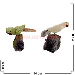 Попугай на камне 8 см (яшма, аметист) - фото 77339