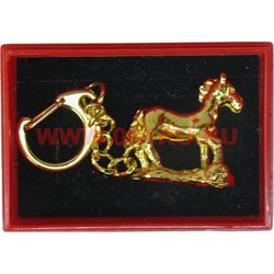Брелок Феншуй "Лошадь" под золото в коробочке - фото 77432