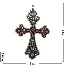 Крест из металла (мельхиор) 8 см с камешком - фото 77492