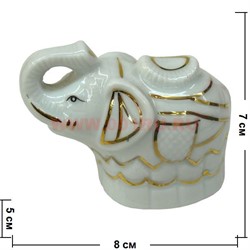 Слоник из фарфора 7 см со слитком - фото 77512