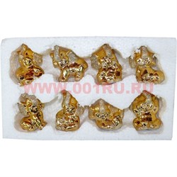 8 слоников из фарфора "под золото", цена за упаковку - фото 77660