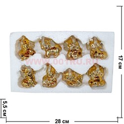 8 слоников из фарфора "под золото", цена за упаковку - фото 77661