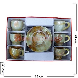 Набор 6 чайных пар из оникса 9см в картонной упаковке - фото 77784