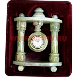 Часы из оникса "Круг" с колоннами 20 см - фото 77917