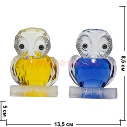 Сова стеклянная 8,5 см (4-5 цветов) - фото 79644
