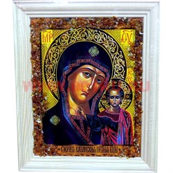 Картина из янтаря "Икона" в простой раме 14х17, лики в ассортименте - фото 80590