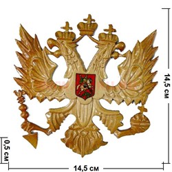 Герб России деревянный 1 размер 14,5х14,5 см - фото 81178