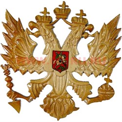 Герб России деревянный 3 размер 34,5х32 см - фото 81181