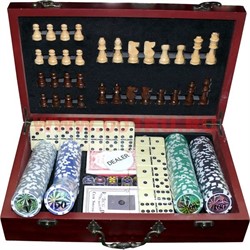 Набор игр 6 в 1 (200 фишек покерных, шахматы, домино, карты) - фото 81185