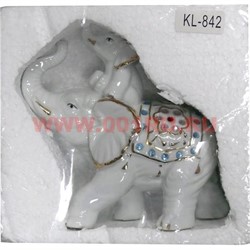 Слониха со слоненком со стразами из фарфора 14 см - фото 81393