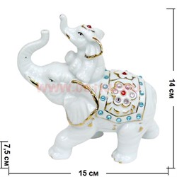 Слониха со слоненком со стразами из фарфора 14 см - фото 81394