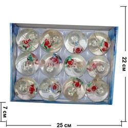 Мячики светящиеся с Дедом Морозом 65 мм 12 шт/упаковка - фото 81461