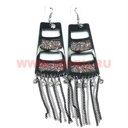 Серьги (H-3) трапеции черные цена за упаковку из 12 пар - фото 82080