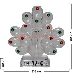 Павлин из стекла со стразами белый 7,5 см высота - фото 82244