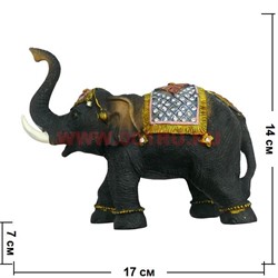 Слон черный с попоной 14 см, полистоун - фото 85114
