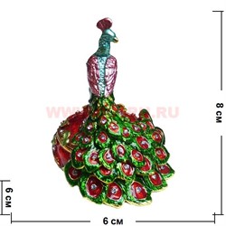 Шкатулка со стразами "Павлин с зеленым хвостом" - фото 85645