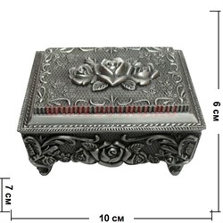 Шкатулка мельхиор прямоугольная "Розы" (716) - фото 85954
