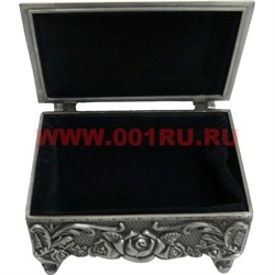 Шкатулка мельхиор прямоугольная "Розы" (716) - фото 85955