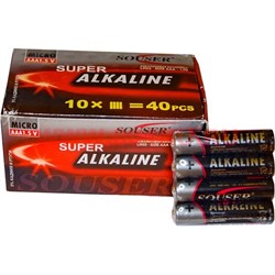 Батарейки алкалиновые Souser AAA 40 штук 1,5 V - фото 86570