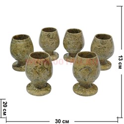 Набор из 6 бокалов 13 см (3х5) из яшмы в бархатной коробке - фото 88448