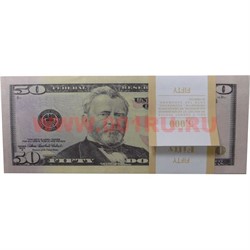 Прикол Пачка денег 50 долларов оригинального размера (иммитация) - фото 89725