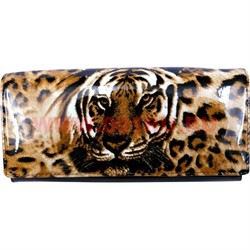 Кошелек женский Gesi с тиграми, лак, кнопка - фото 90117