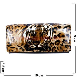 Кошелек женский Gesi с тиграми, лак, кнопка - фото 90118