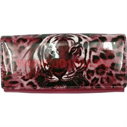 Кошелек женский Gesi с тиграми, лак, кнопка - фото 90120