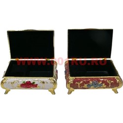 Шкатулка металлическая большая "Кремовая с красными розами" - фото 90393