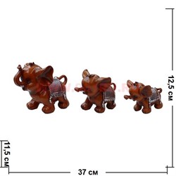 Три слоника с попонами из полистоуна, цена за набор - фото 92283