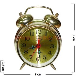 Часы будильник механические круглые "под золото" - фото 92837