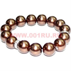 Браслет "Майорка" кориченвый со стразами, цена за 12 шт/уп - фото 93267