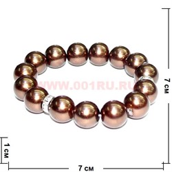 Браслет "Майорка" кориченвый со стразами, цена за 12 шт/уп - фото 93268