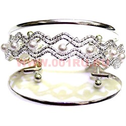 Браслет "Металл и жемчуг ", цена за 12 шт/уп - фото 93402