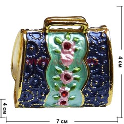 Шкатулка со стразами "Синяя сумка" - фото 93863